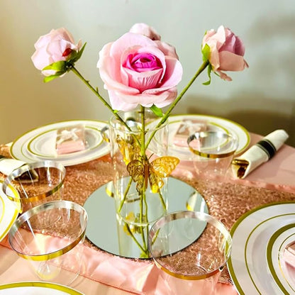 16Pack Round Mirror Centerpieces for Tables, 10inch Circle Mirror Plates for Tables Mirror Centerpieces, Flat Circle Mirror Trays for Tables, Mirror Candle Plates for Table Weddings Party Centerpieces