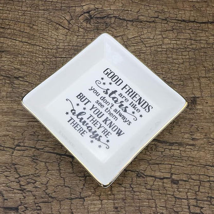 JoycuFF Friendship Gifts for Women Gifts for Women Birthday Christmas Friends Trinket Tray Decorative Ring Dish Jewelry Tray Home Decor