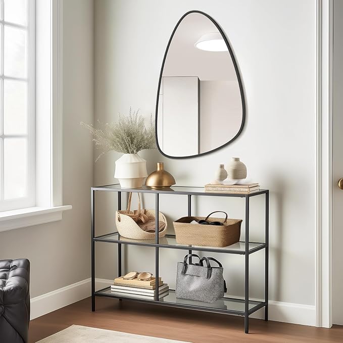 WallBeyond Asymmetrical Mirror, Irregular Wall Mirror, Wall Mirrors Decorative for Bedroom Living Room entryway Hall, Wall Mirror for mid Century Modern Decor 36" H x 23" W, Black