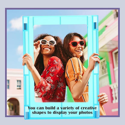 Epakh 20 Packs Magnetic Photo Picture Frame Cute Mini Table Photo Frame Holder 3 Inches Plastic Colorful Picture Display for Fridge Office (Light Tone)