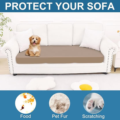 Smiry Printed Couch Cushion Covers, Stretch Soft Couch Covers for Sofa, Washable Non-Slip Sofa Slipcover Furniture Protector for Indoor and Outdoor (Large, Mocha)