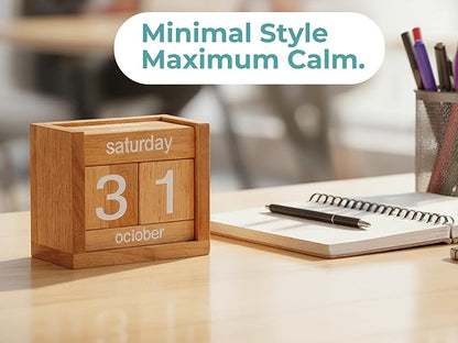 BSIRI Desk Calendar Decor Perpetual Gifts Dad Gifts Mom Office Block Kitchen Home Gifts Monthly Small Planner Family Birthday Calendar Tags Million Years Wood