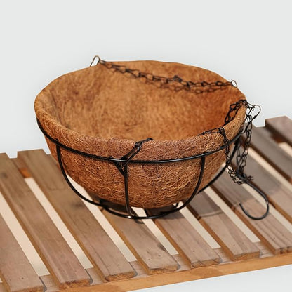 3-Pack Hanging & Wall-Mounted Plant Baskets with Natural Coconut Fiber Liner, Decorative Planters for Home Garden Patio Yard (3Pack FlatHanger, 10Inch)