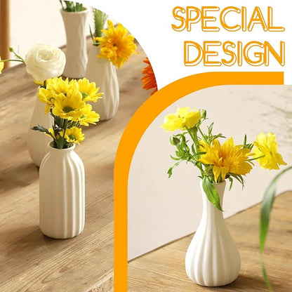 16packs Small White Ceramic Vases - Mini Flower Vases for Centerpieces, Boho Home Decor, White Bud Vase Set for Weddings Table Decor, Pampas Grass