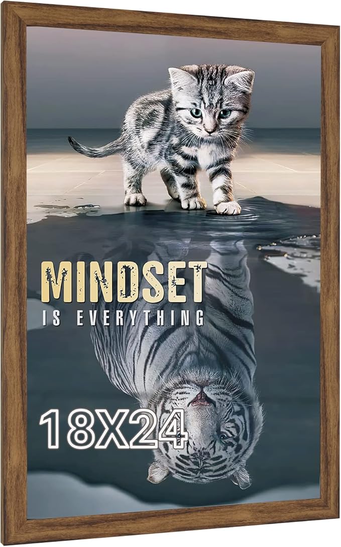 18x24 Frame Rustic Brown, 24x18 Poster Frame Natural, Retro 18 by 24 Canvas Picture Frame, Large Gallery Family Concert Portrait Photo Wall Frame Anniversary/Wedding/Thank you/Christmas Gift