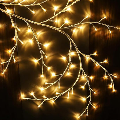 GOESWELL Led Tree Branch Lights for Wall: 7.5Ft 144 LEDs White Enchanted Vine with Lights - Lighted Willow Fairy Light for Living Room Bedroom Christmas Halloween Meditation Wall Decor