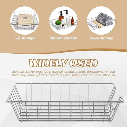 Yeaqee 6 Pcs Letter Tray Wire Paper Trays Stackable File Desk Organizer Metal File Paper Holder Basket for Desk Desktop Letter Storage for Office Home Classroom School(14'' x 10'' x 3'',Silver)