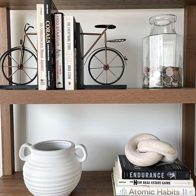 Wood Knot Decor Natural-2 Link Wooden Chain Link Coffee Table Wooden Knot Decorative Boho Farmhouse Rustic for Living Room Bookshelf Objects Ornament