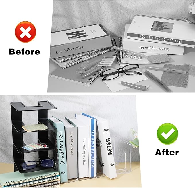 4pcs Acrylic File Organizer Acrylic File Holder Clear Files Sorter Purse Organizer Desk Files Organizers Sturdy Desktop FileFolder Organizers for Envelope Mail Letter Paper Notebook Electronics Office