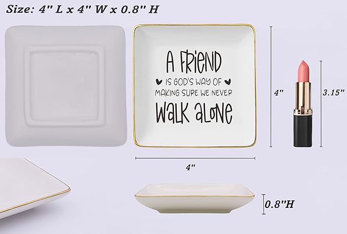 NZY Friendship Gift for Woman,Sister,Birthday Chirstmas Gifts for Women, Best Friends Bestie BFF Soul Sister-Ceramic Jewelry Tray Trinket Holder Ring Dish-A Friend is God's Way