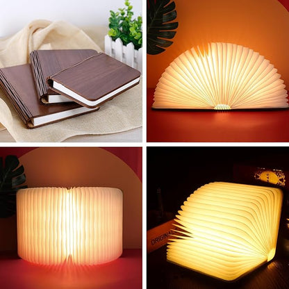 4.7 Inch Wooden Book Lamp, Book Lovers Gifts,Teacher Appreciation Gifts for Women, Folding Book Light, LED Ambient Lighting, Magnetic Mood Lighting for Home&Library Decor (Walnut)
