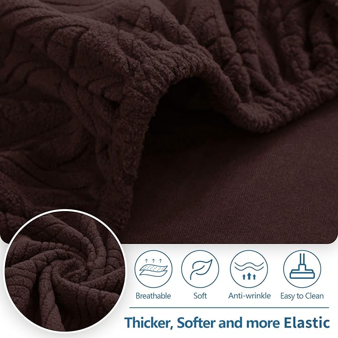hyha Couch Cushion Covers, Stretch Sofa Seat Cushion Slipcover, Sectional Couch Covers L Shape with Elastic Bottom for Sectional Sofa(Chaise, Chocolate)