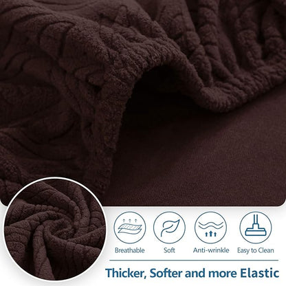 hyha Couch Cushion Covers, Stretch Sofa Seat Cushion Slipcover, Sectional Couch Covers L Shape with Elastic Bottom for Sectional Sofa(Chaise, Chocolate)