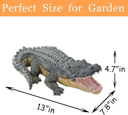 13" Real Crocodile Statue, Outdoor Lawn Crocodile Sculpture,Garden Sculptures & Statues Ornament, Pond Animal Statues, Crocodile Decor Perfect for Home Garden, Patio, Backyard