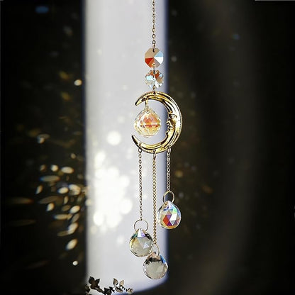 Crystal Sun Catcher Indoor Window Hanging Moon Suncatcher Prism Sunlight Rainbow Maker Decoration