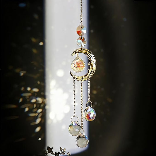 Crystal Sun Catcher Indoor Window Hanging Moon Suncatcher Prism Sunlight Rainbow Maker Decoration