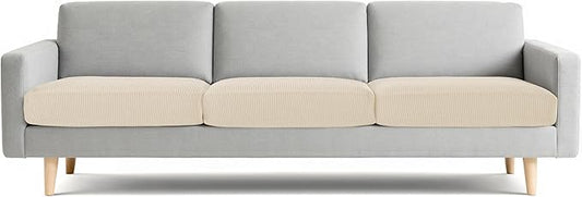 CHUN YI 3 Piece Couch Cushion Covers for XL-Sofa Seat Slipcovers Suitable with Spandex Jacquard Washable Fabric (3 Piece XL-Sofa Cushion Covers, Ivory)