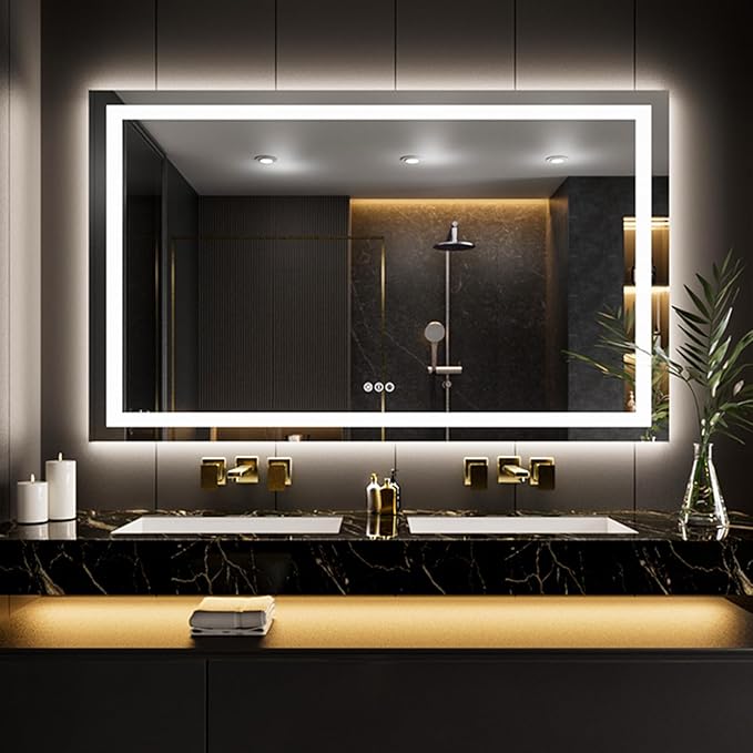 LOAAO 55"X40" LED Mirror for Bathroom, Lighted Bathroom Mirror with Lights, Anti-Fog, Dimmable, Memory Function, Easy to Install, Clear Reflectionn