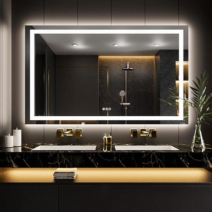 LOAAO 66"X40" LED Mirror for Bathroom, Lighted Bathroom Mirror with Lights, Anti-Fog, Dimmable, Memory Function, Easy to Install, Clear Reflection