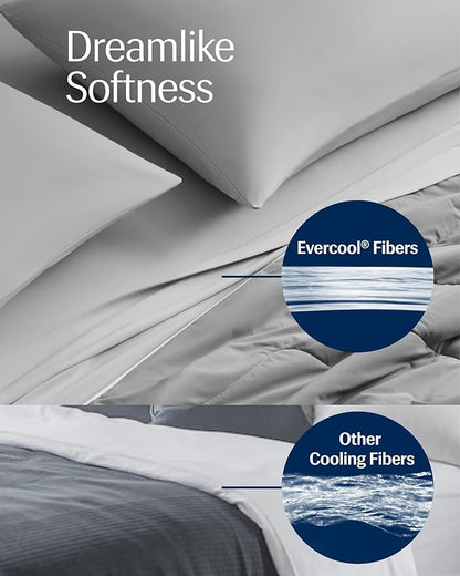REST® Evercool® Cooling Comforter, Full/Queen, Blanket for Hot Sleepers, All Season Bedding to Keep Cool for Night Sweats, Breathable Lightweight Blanket, 90"x90" Inches, Cool Gray