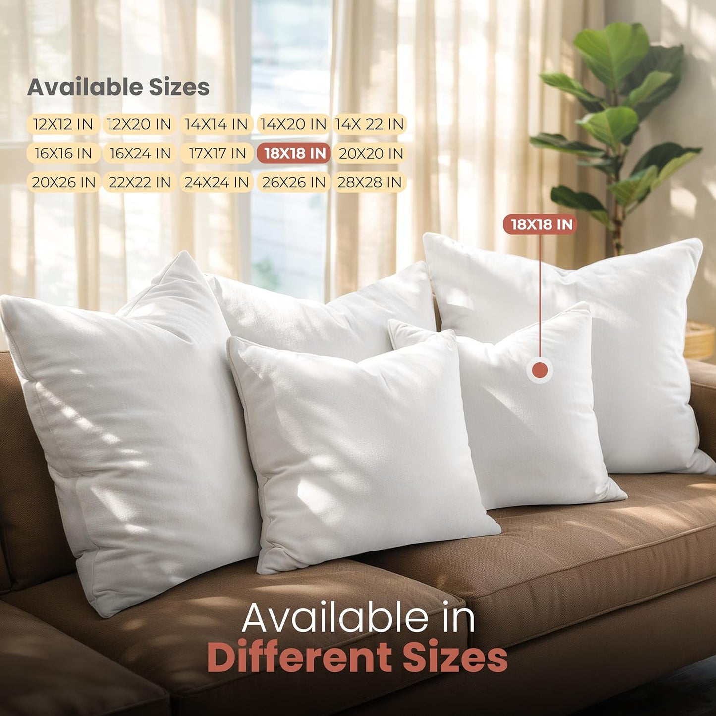 Utopia Bedding Throw Pillow Inserts 18x18 – Set of 2 | White