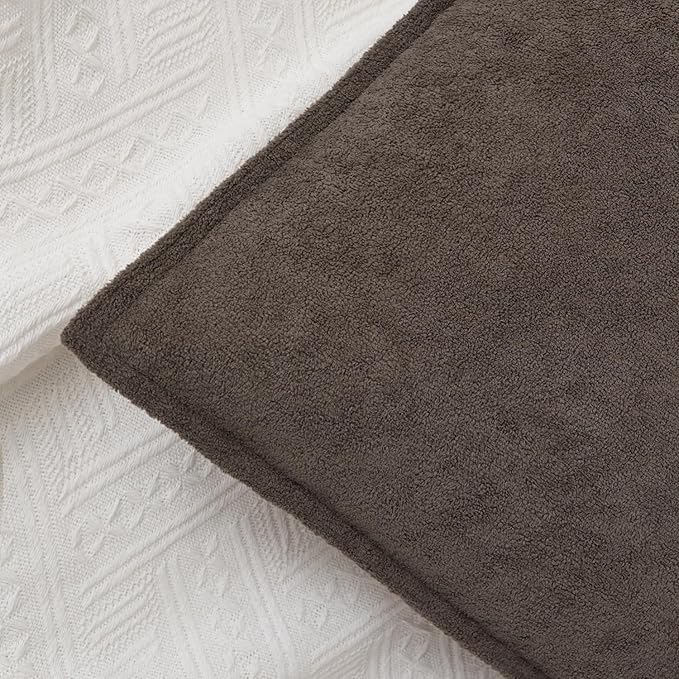 Kevin Textile Waterproof Decorative Pillow Covers Coco Brown 26x26 Inch Pack of 2 Soft Boucle Textured Euro Pillowcases Elegant Accent Pillows for Couch Sofa Chair Bed Home Decor Indoor Outdoor