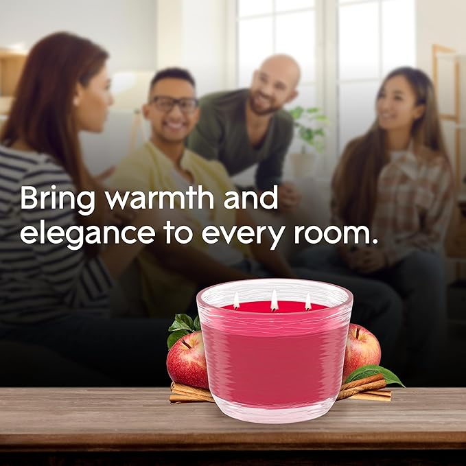 Glade 3-Wick Scented Candle Jar, Apple Cinnamon, Air Freshener Infused with Essential Oils, 6.8 Oz, 3 Count