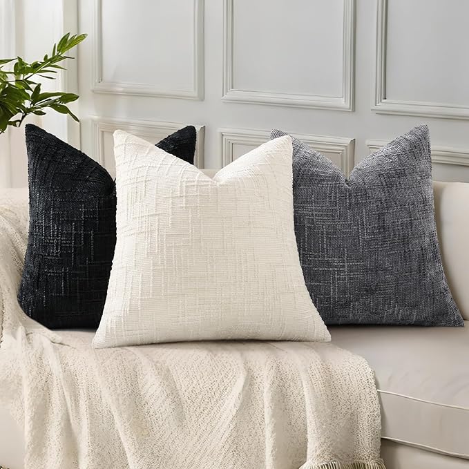 decorUhome Spring Cream White Chenille Throw Pillow Covers 12x20 Set of 2 Textured Slubby Couch Pillow Covers Farmhouse Accent Modern Neutral Decorative Pillow Cases for Bed Sofa Living Room