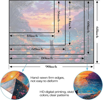 kampdream Landscape Tapestry, Scenery Art Wall Tapestries, Nature Wall Decor for Bedroom Living Room Backdrop Sunset Cat 36×48 inches