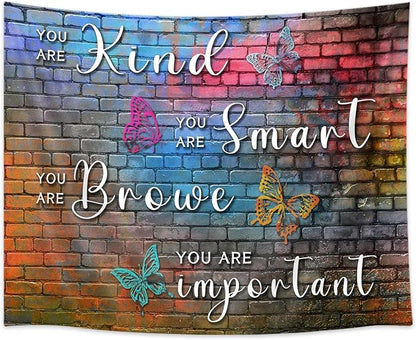 DYNH Colorful Mental Health Tapestry,Hip Hop Disco Graffiti Rainbow Wall Hanging,Inspirational Wall Blanket Decor for Counseling Therapy Office Bedroom,60x40In