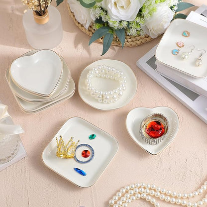 Shappy 24 Pcs Ceramic Jewelry Tray 4.5 in Ring Dish Bulk Decorative Trinket Dish for Bridal Shower Weddings Birthdays Gifts