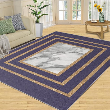 Retro Marble Rug Purple Marble Area Rug Gilded Light Luxury Geometric Carpet Rectangular Striped Geometric Rugs for Bedroom Dining Room 8x10ft