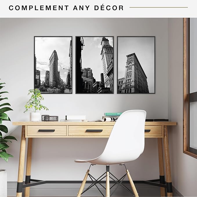 MCS Original Poster Frame 16x24 Black Lightweight Vertical & Horizontal Wall Hanging Large Picture Frame for Posters, Art Prints & Gallery Wall (3-Pack)