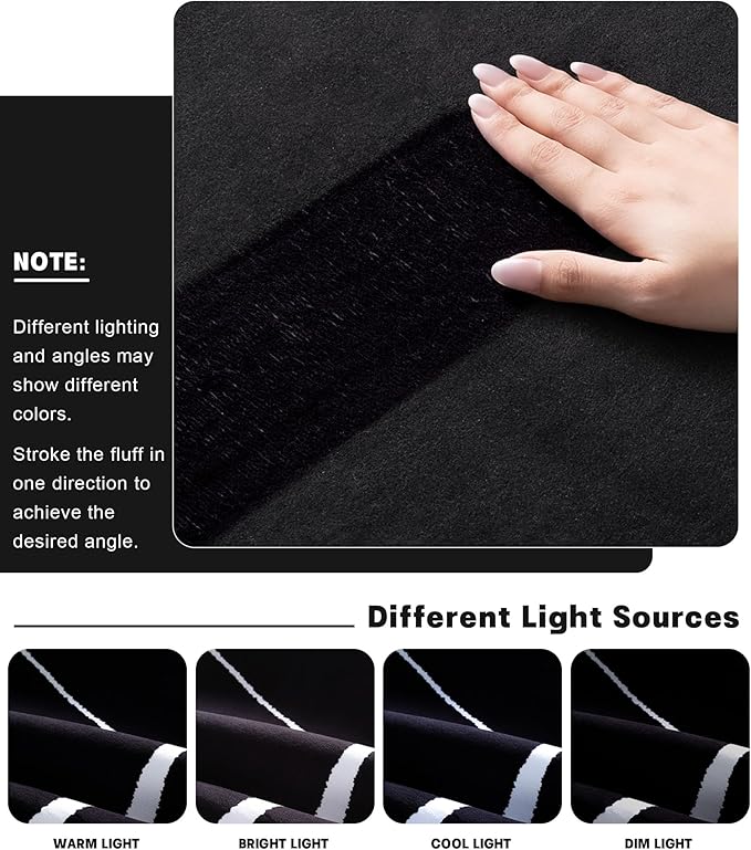 YIHOUSE Modern Washable Area Rug for Living Room Bedroom - Large Abstract Black and White Rug Non-Slip Ultra-Thin Home Decor (Dark Warping, 6'x9'ft)