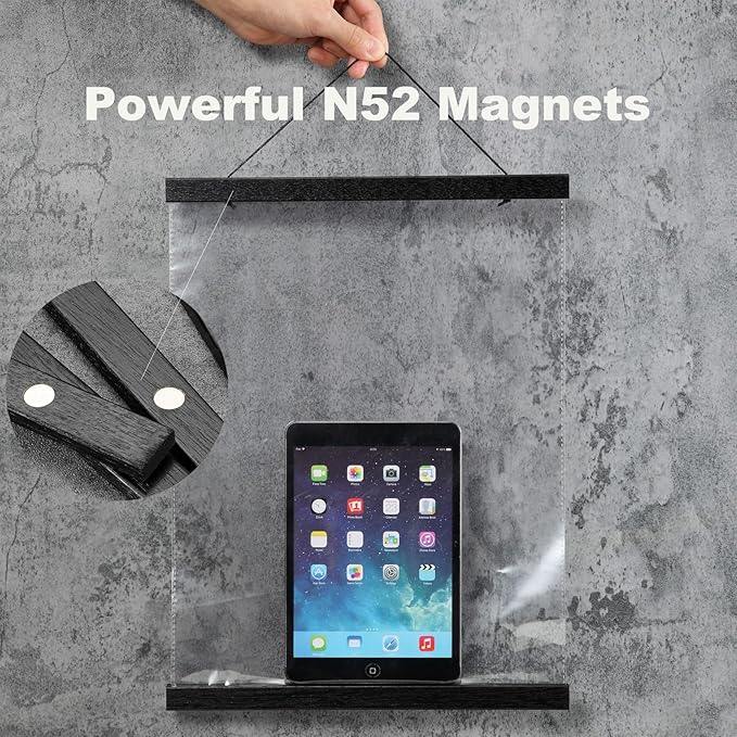 FALAMON 2 Pack Magnetic Poster Hanger Frame, 19x13 19x25 19x27 Magnet Poster Frame Hangers for Hanging Posters, Prints, Photos, Pictures, Maps, Scrolls, and Canvas Artwork (Black, 19")