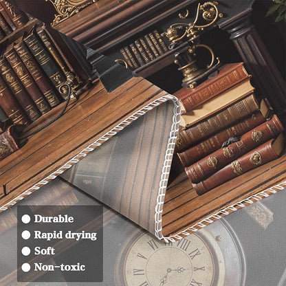 YEXIT Vintage Bookshelf Tapestriey, Retro Library backdrop Wall Tapestries, Old Books on Shelf Classical Study Room Living Room Dorm Bedroom 44×60 inch