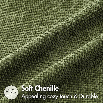 MIULEE Pack of 2 Couch Throw Pillow Covers 18x18 Inch Olive Green Modern Boho Accent Decorative Pillow Covers Soft Chenille Farmhouse Cushion Covers for Home Decor Bed Sofa Living Room