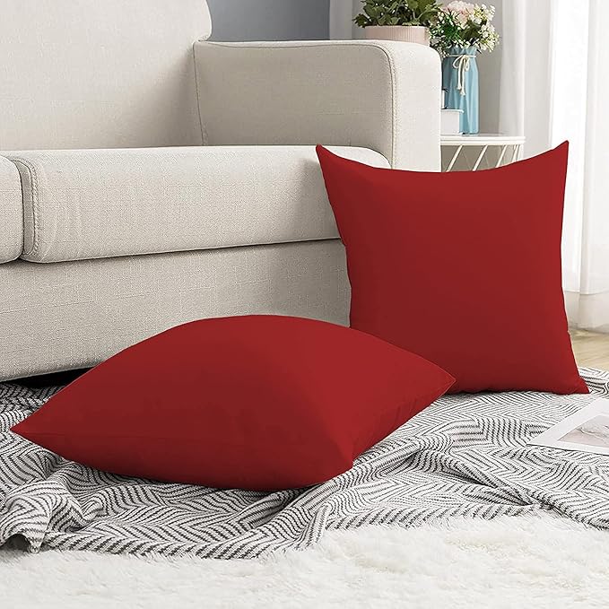 Upgrade Your Bedding Experience with The Made of 100% Cotton Euro Shams 2 Pack Cushion Cover 26"x 26"Size fits Decorative Cover. Envelope Closure Burgundy