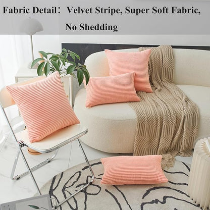 Home Brilliant Pink Pillow Covers 60x60 cm Set of 2 Plush Velvet Corduroy Throw Euro Pillow Sham Soft Pillow Cover for Daily Gifts, 24 x 24 inch, Coral