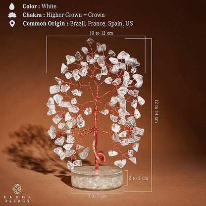 Crystal Tree for Home and Office Decor, Clear Quartz Chakra Healing Stones Handmade Feng Shui Tree of Life for Positive Energy, Money, Good Luck, Christmas Decor, Birthday Gifts for Women, Mom