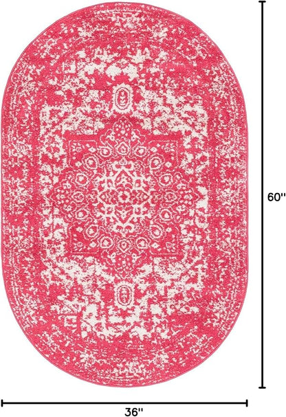 Rugs.com Arlington Collection Rug – 3' x 5' Oval Pink Medium-Pile Rug Perfect for Living Rooms, Large Dining Rooms, Open Floorplans