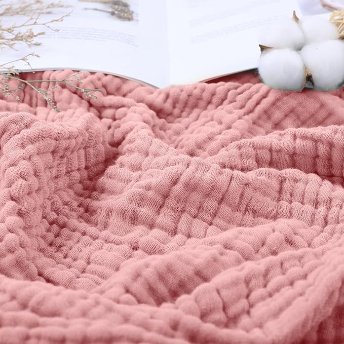 Yoofoss Muslin Blanket 100% Organic Cotton Throw Large 50" x 60" for Bed Couch Summer Gauze Blanket for Adults Lightweight and Breathable Bean Paste