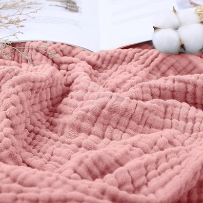 Yoofoss Muslin Blanket 100% Organic Cotton Throw Large 50" x 60" for Bed Couch Summer Gauze Blanket for Adults Lightweight and Breathable Bean Paste
