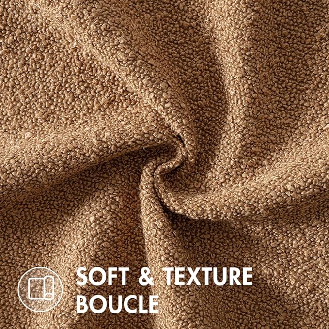 MIULEE 24x24 Decorative Euro Sham Throw Pillows for Bed Set of 2 Textured Boucle Neutral Winter Throw Pillow Covers Brown Accent Solid Couch Pillowcases Sofa Livingroom Home Decor