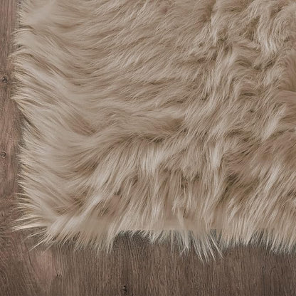 Latepis Round Fur Light Brown Beige Circle Rug 4ft Furry Washable Faux Sheepskin Rug Shag Plush Soft Rugs for Living Room Bedroom Dorm Floor Rugs Home Decor