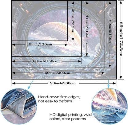 Lifeel Galaxy Tapestry, Planet Space Science Fiction Aesthetic Window Tapestries Decor for Game Room and Bedroom Living Room, 60x80 inches