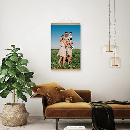 SZDHHH Custom Photo Prints with Magnetic Hanger Frame Canvas Poster Prints With Your Photos Personalized Hanging Poster Pictures Wall Art Decor Framed for Home Decor Gifts Keepsakes (24" Lx16 W)