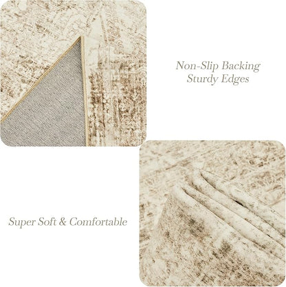 6x9 Area Rug for Living Room Floral Washable Non-Slip Modern Rugs for Bedroom Dinning Room Ultra-Thin Indoor Brown