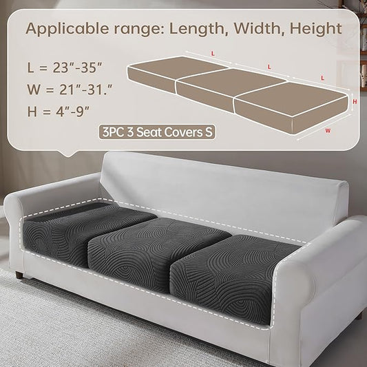 Couch Cushion Covers for Sectional and L Shaped Sofa, Stretch Soft Sofa Covers Washable Wear Resistant Slipcovers Furniture Protector Pet-Friendly (3 Seaters Covers, Dark Gray)