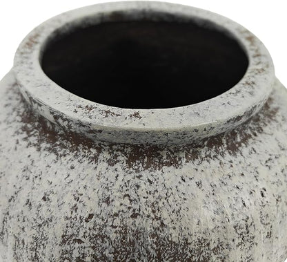 Oakrain Large Rustic Minimalist Vase, 11" Distressed Round Floor Vase for Home Decor, Farmhouse Centerpieces Planters for Living Room Indoor Outdoor Use, Gray